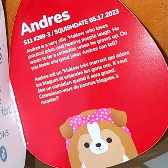 ANDRES 🎀 Sheltie Dog Valentine 2024 Original Squishmallow by Kelly Toy ☆》NWT《☆ - Picture 3 of 8
